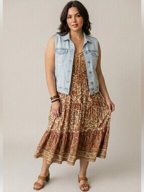 D/C Jeans By Penningtons Light Wash Denim Vest,Curvy Chic,Y2K Boho Style, Size X